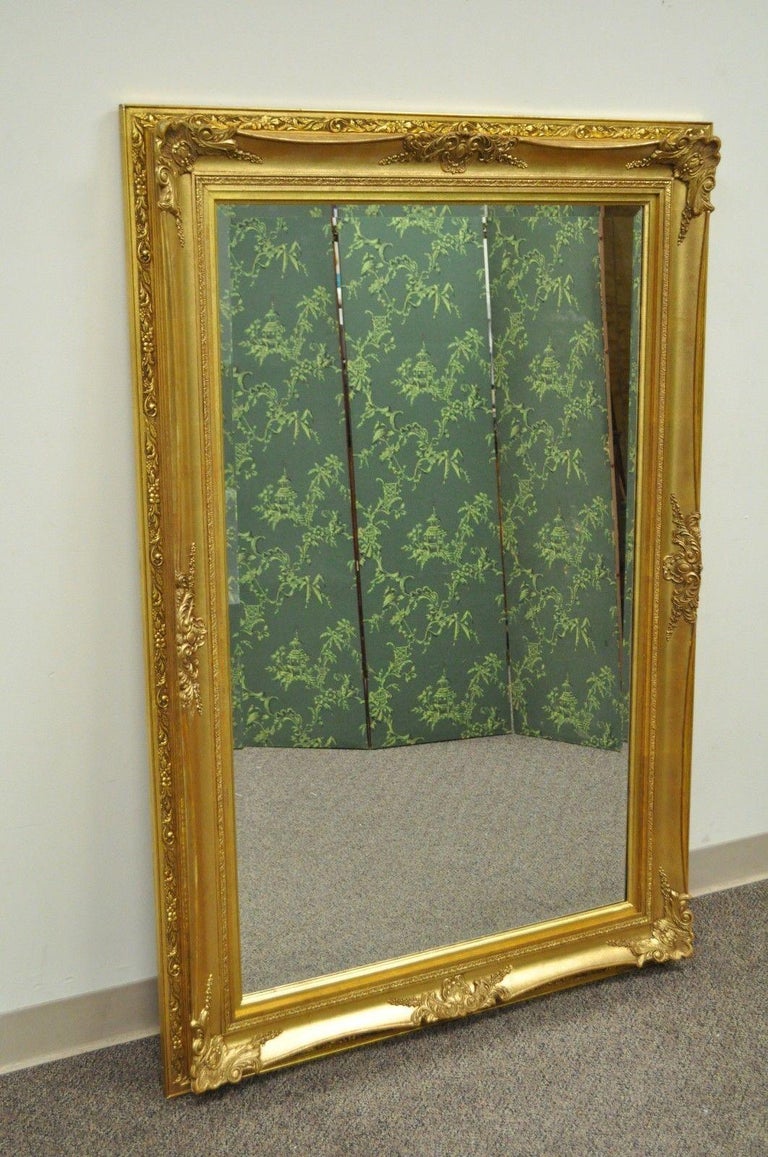 Vintage Hollywood Regency Gold French Style Bevelled Glass Sofa Mirror