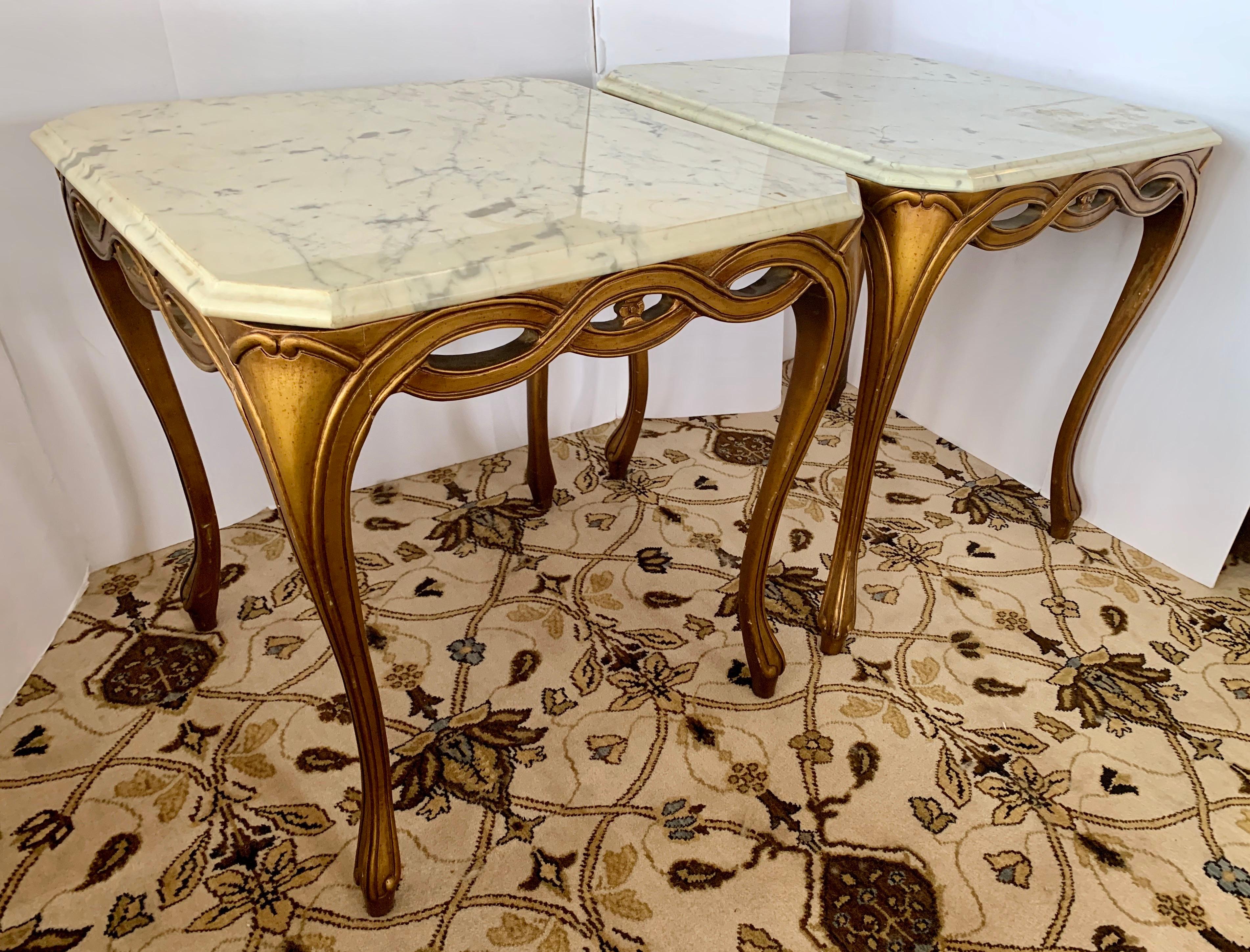 vintage marble top end tables