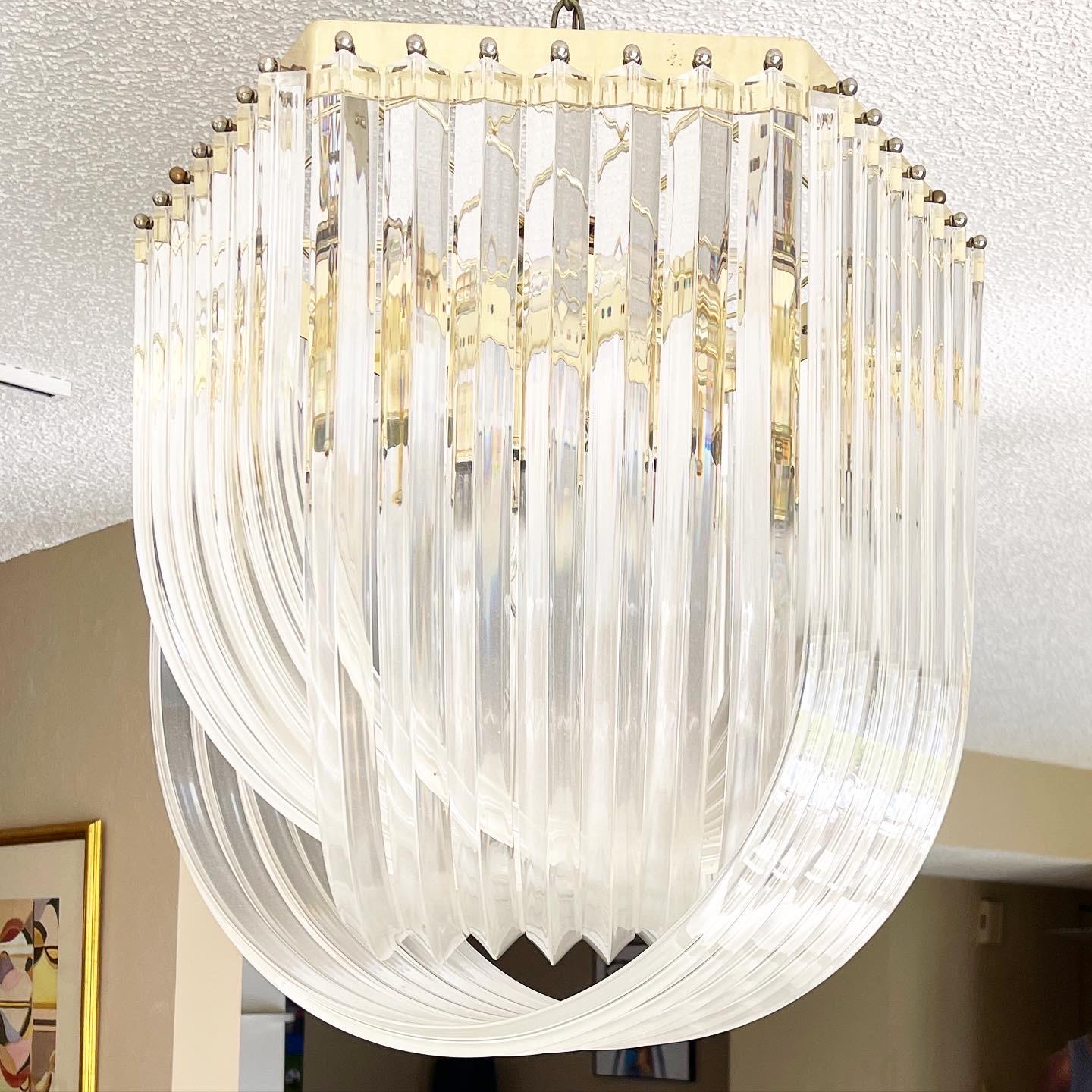 lucite and gold chandelier