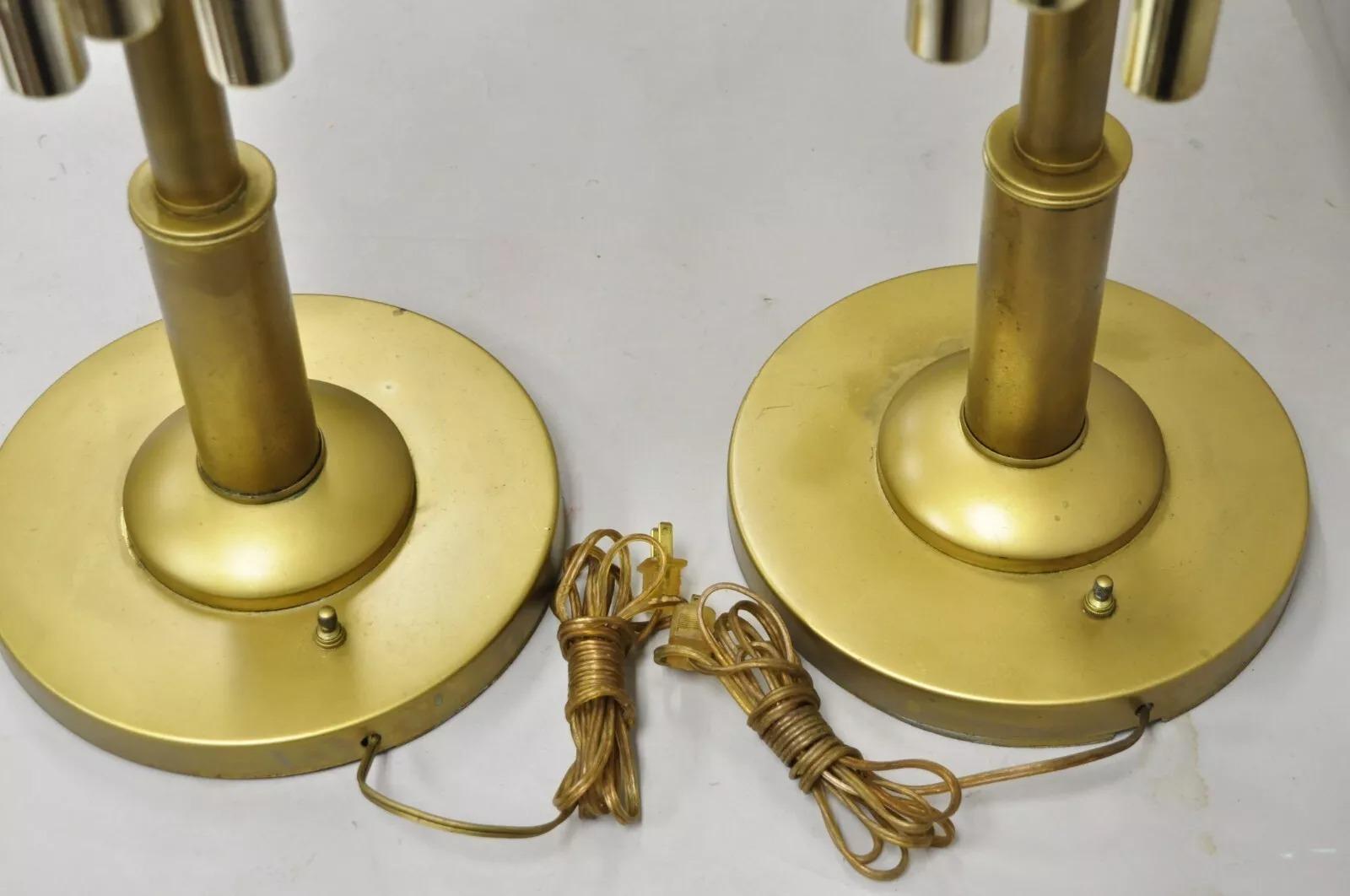 Lampes de table à cascade en acrylique Gold Palms Vintage - Paire en vente 3
