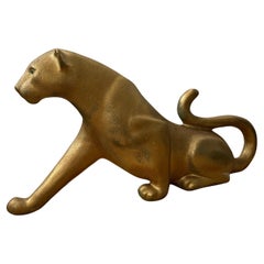 Vintage Hollywood Regency Gold Panther Sculpture Safari Chic Postmodern Decor
