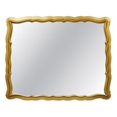 Vintage Hollywood Regency Gold Scalloped Serpentine Wood Frame Wall Mirror