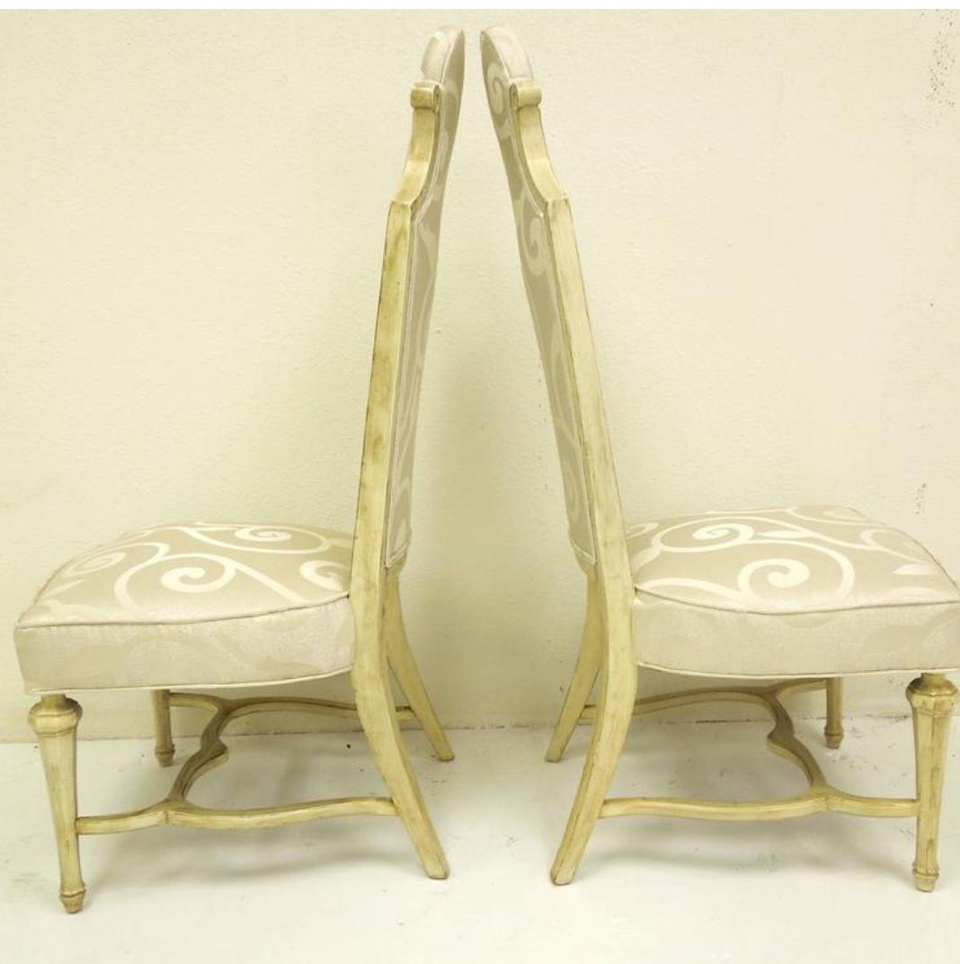 Mid-20th Century Vintage Hollywood Regency High Back Pair of Game/Side Chairs For Sale