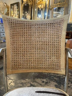 Vintage Hollywood Regency Iron Chair with Cowhide