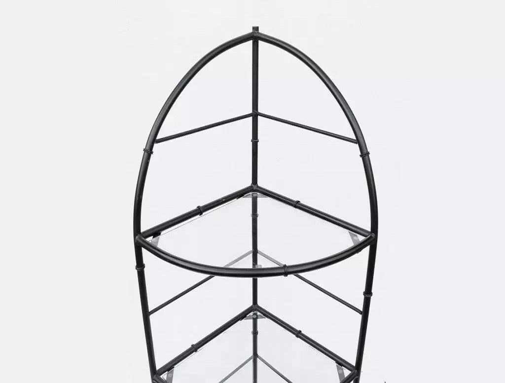 Vintage Hollywood Regency Eisen Metall Faux Bambus Ecke Bäcker Rack Etagere im Zustand „Gut“ im Angebot in Philadelphia, PA