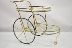 Vintage Hollywood Regency Italian Brass Plated Metal Rolling Bar Liquor Cart