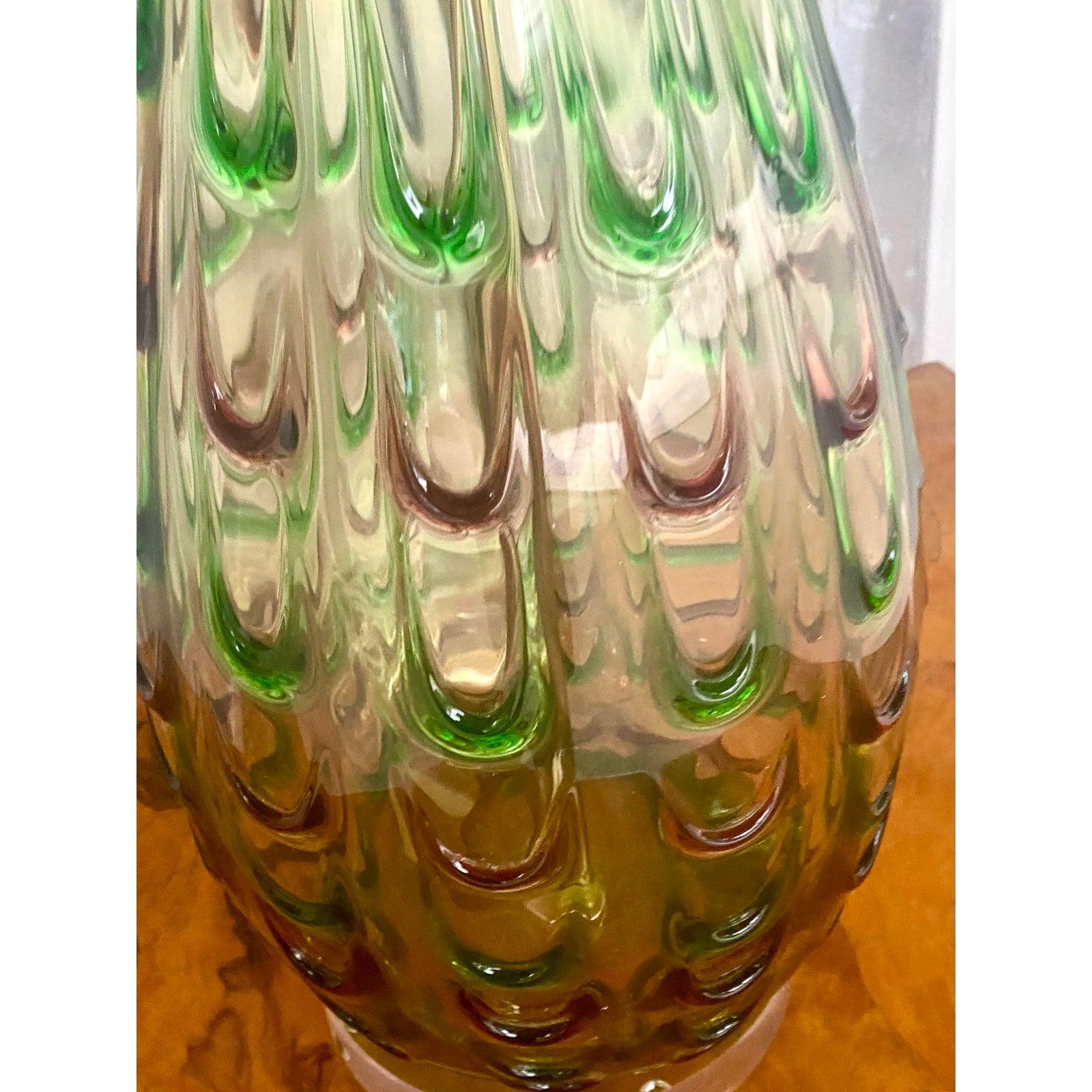 Vintage Hollywood Regency Italian Murano Glass Table Lamp For Sale 3