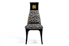 Vintage Hollywood Regency James Mont Style Black Dining Chairs Set of 4 c. 1960