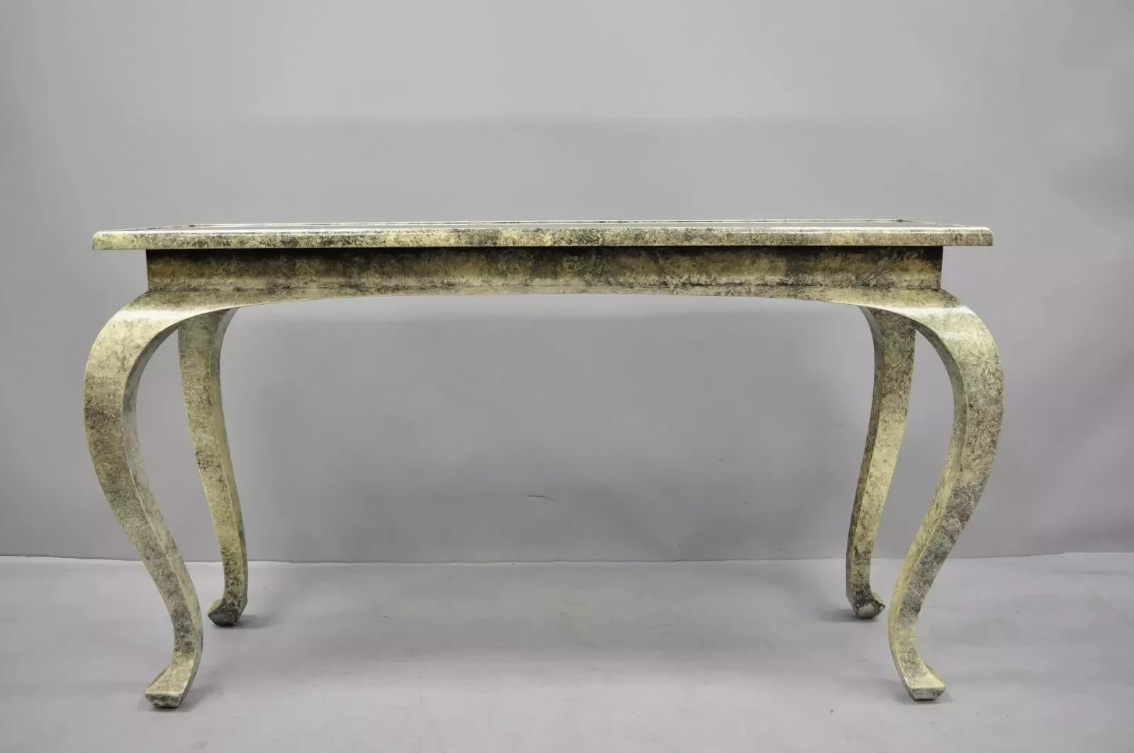Vintage Hollywood Regency James Mont Style Console Hall Sofa Table w/ Mirror Top For Sale 5