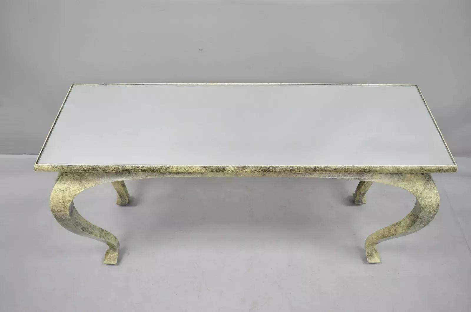 20th Century Vintage Hollywood Regency James Mont Style Console Hall Sofa Table w/ Mirror Top For Sale
