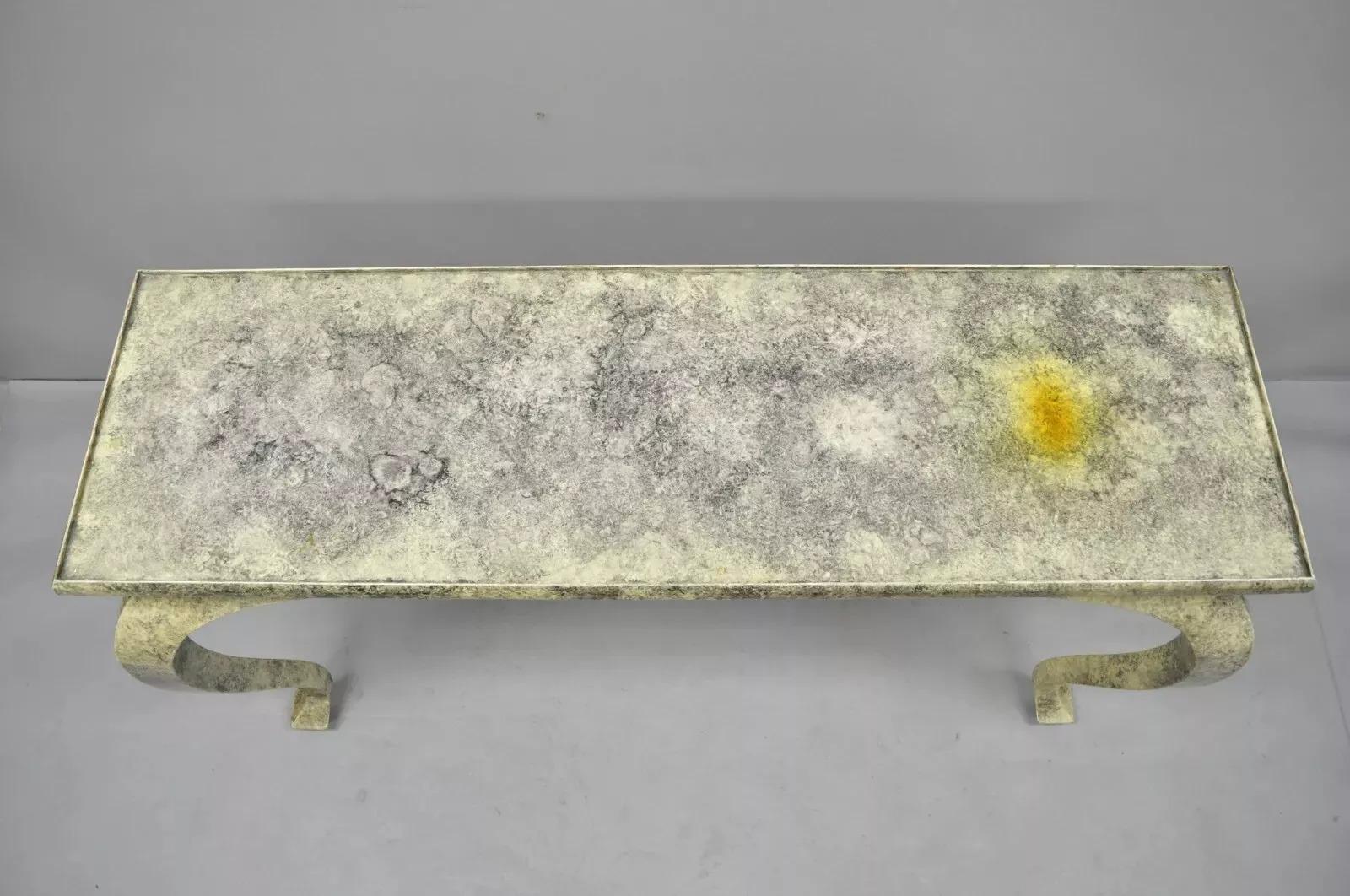 Vintage Hollywood Regency James Mont Style Console Hall Sofa Table w/ Mirror Top For Sale 3