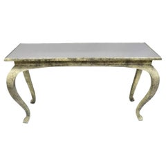 Console d'entrée style Hollywood Regency James Mont avec plateau en miroir