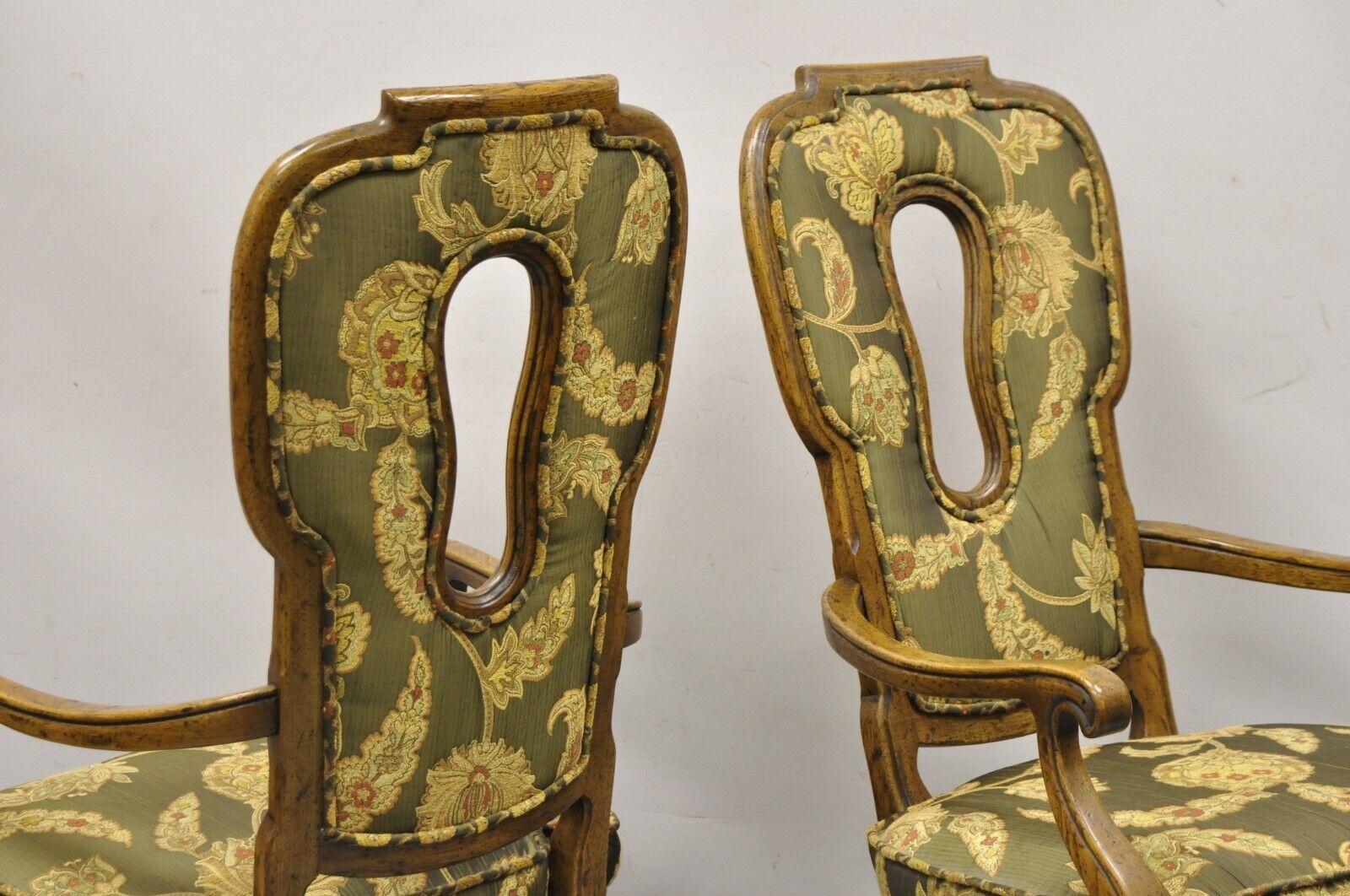 Vintage Hollywood Regency Keyhole Back Fireside Lounge Arm Chairs - a Pair For Sale 4