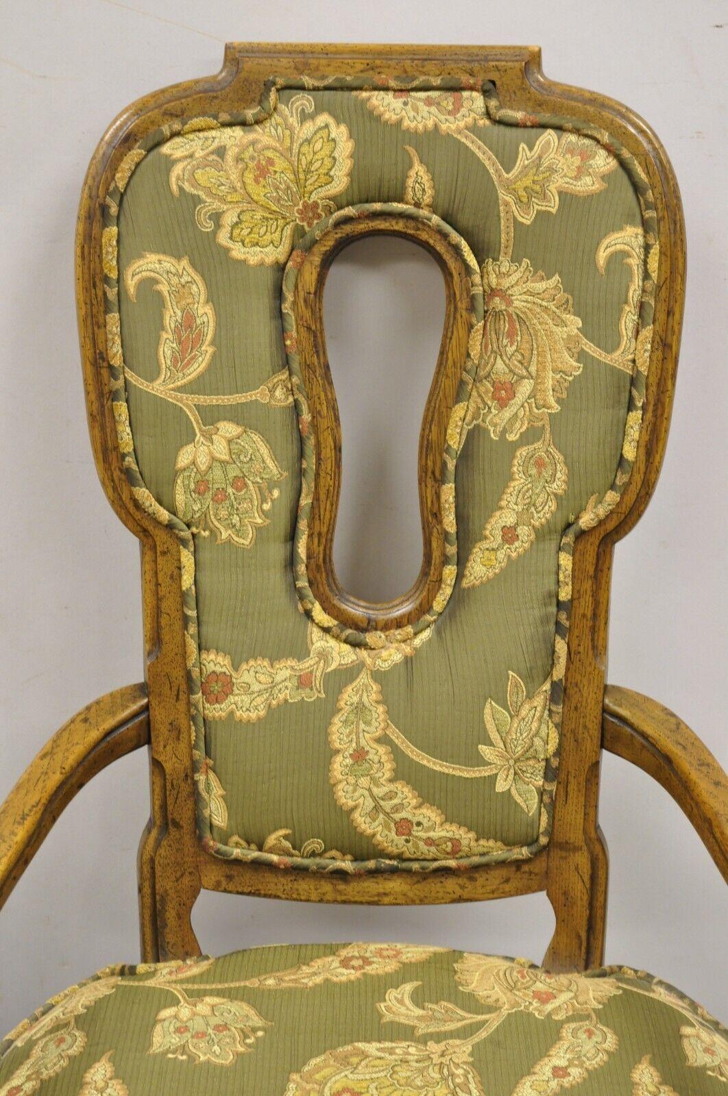 Vintage Hollywood Regency Keyhole Back Fireside Lounge Arm Chairs - a Pair For Sale 5