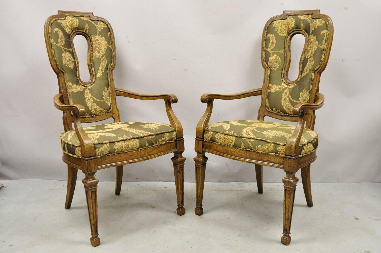 Vintage Hollywood Regency Keyhole Back Fireside Lounge Arm Chairs - a Pair For Sale 6