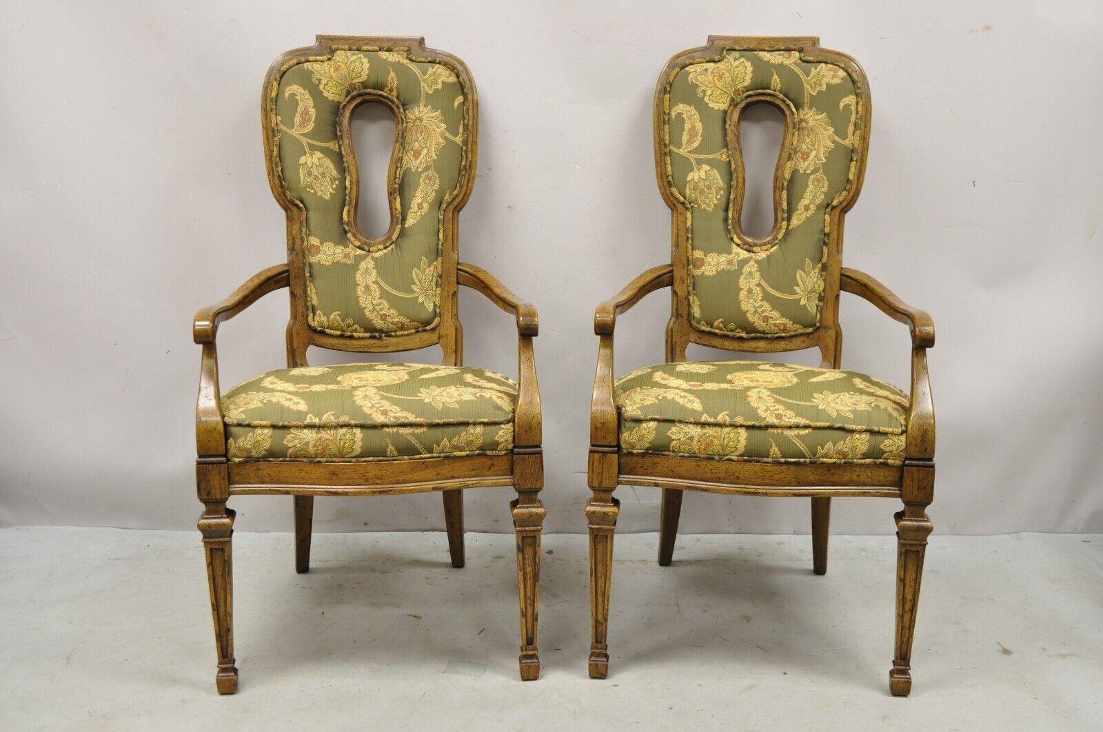 Vintage Hollywood Regency Keyhole Back Fireside Lounge Arm Chairs - a Pair. item features 