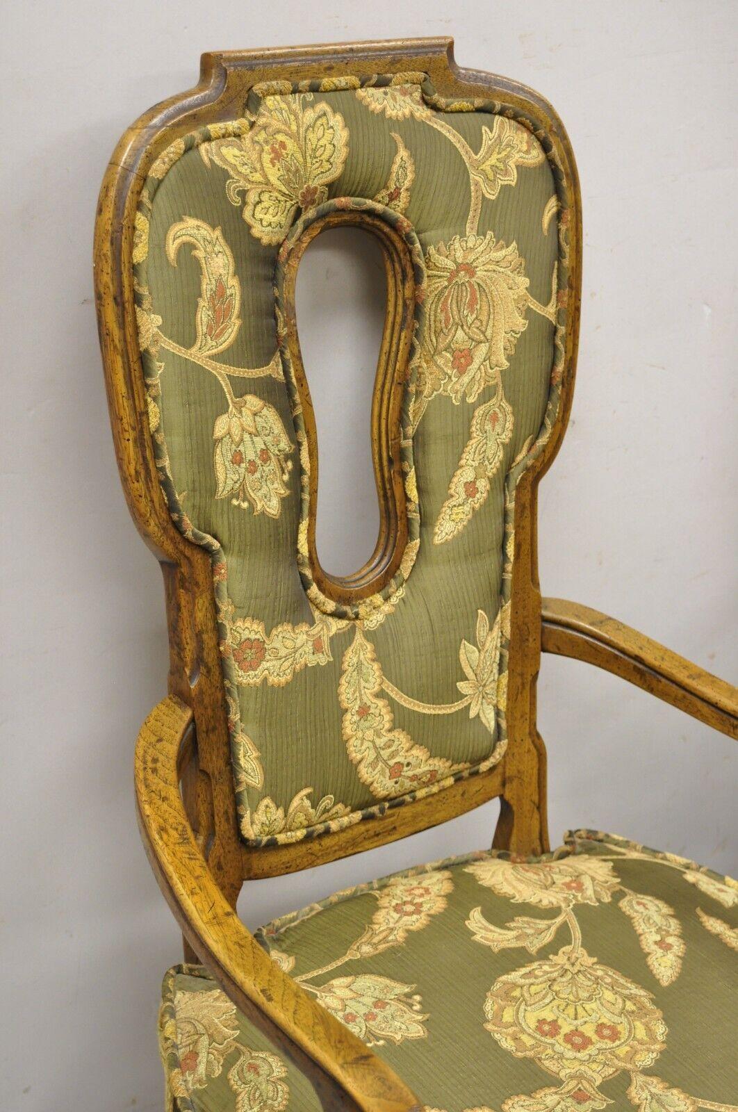 Vintage Hollywood Regency Keyhole Back Fireside Lounge Arm Chairs - a Pair In Good Condition For Sale In Philadelphia, PA