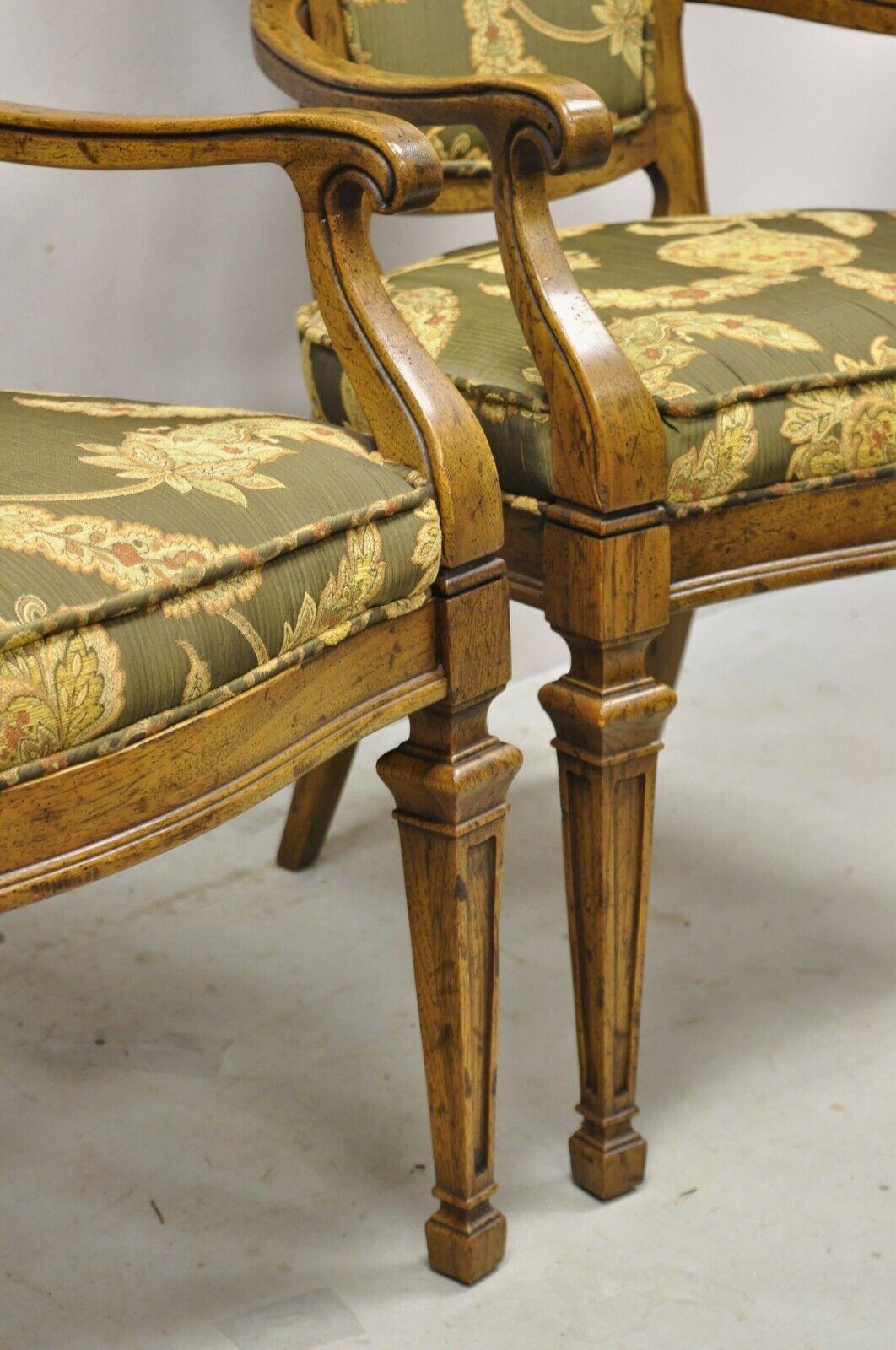 Vintage Hollywood Regency Keyhole Back Fireside Lounge Arm Chairs - a Pair For Sale 2