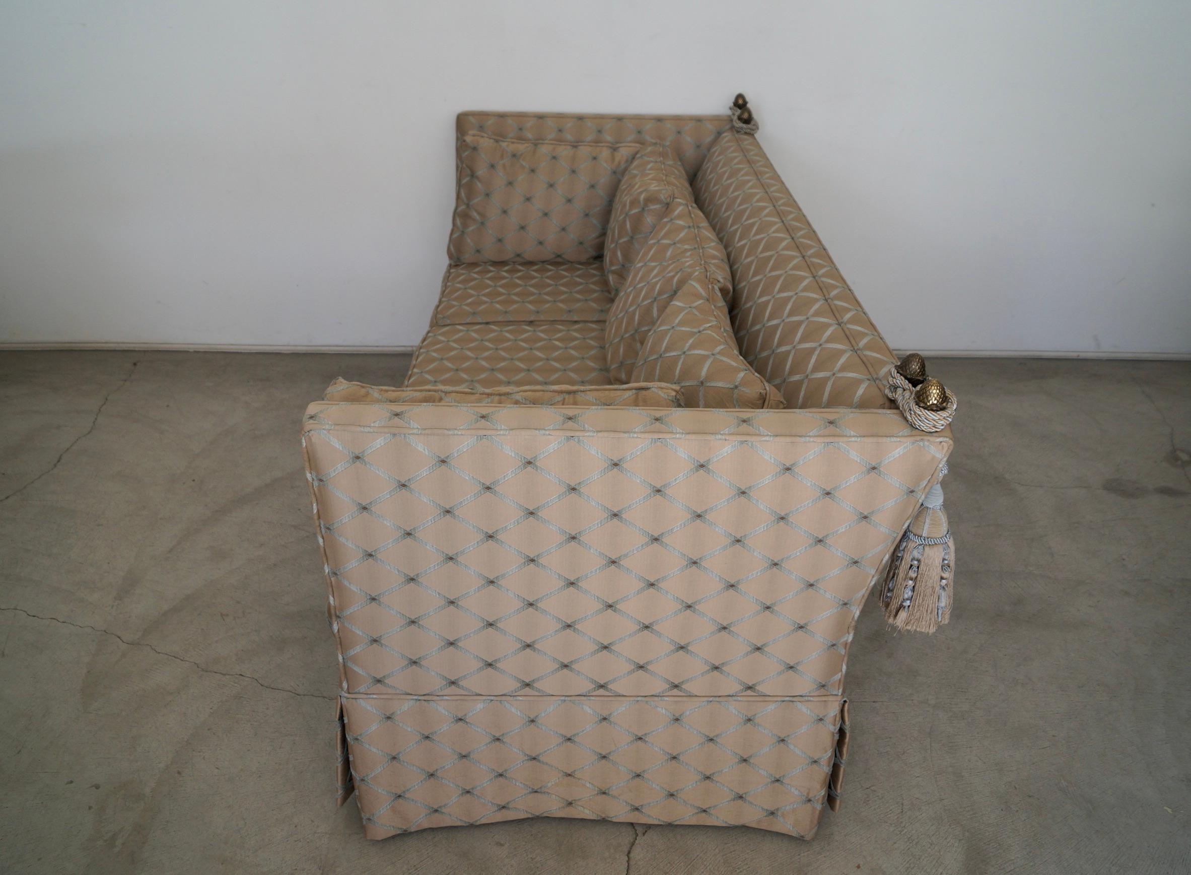 Vintage Hollywood Regency Knole Sofa In Excellent Condition For Sale In Burbank, CA
