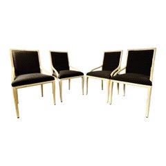 Retro Hollywood Regency Lacquer Palm Frond Dining Chairs