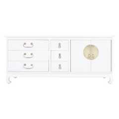 Vintage Hollywood Regency Lacquered and Brass Credenza