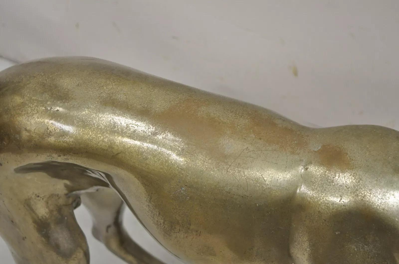 Unknown Vintage Hollywood Regency Life Size Brass Greyhound Whippet Dog Statue Sculpture For Sale