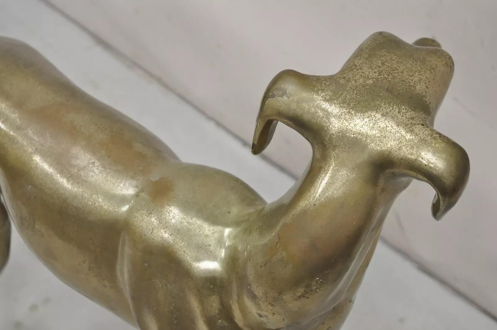 Vintage Hollywood Regency Life Size Brass Greyhound Whippet Dog Statue Sculpture In Good Condition For Sale In Philadelphia, PA