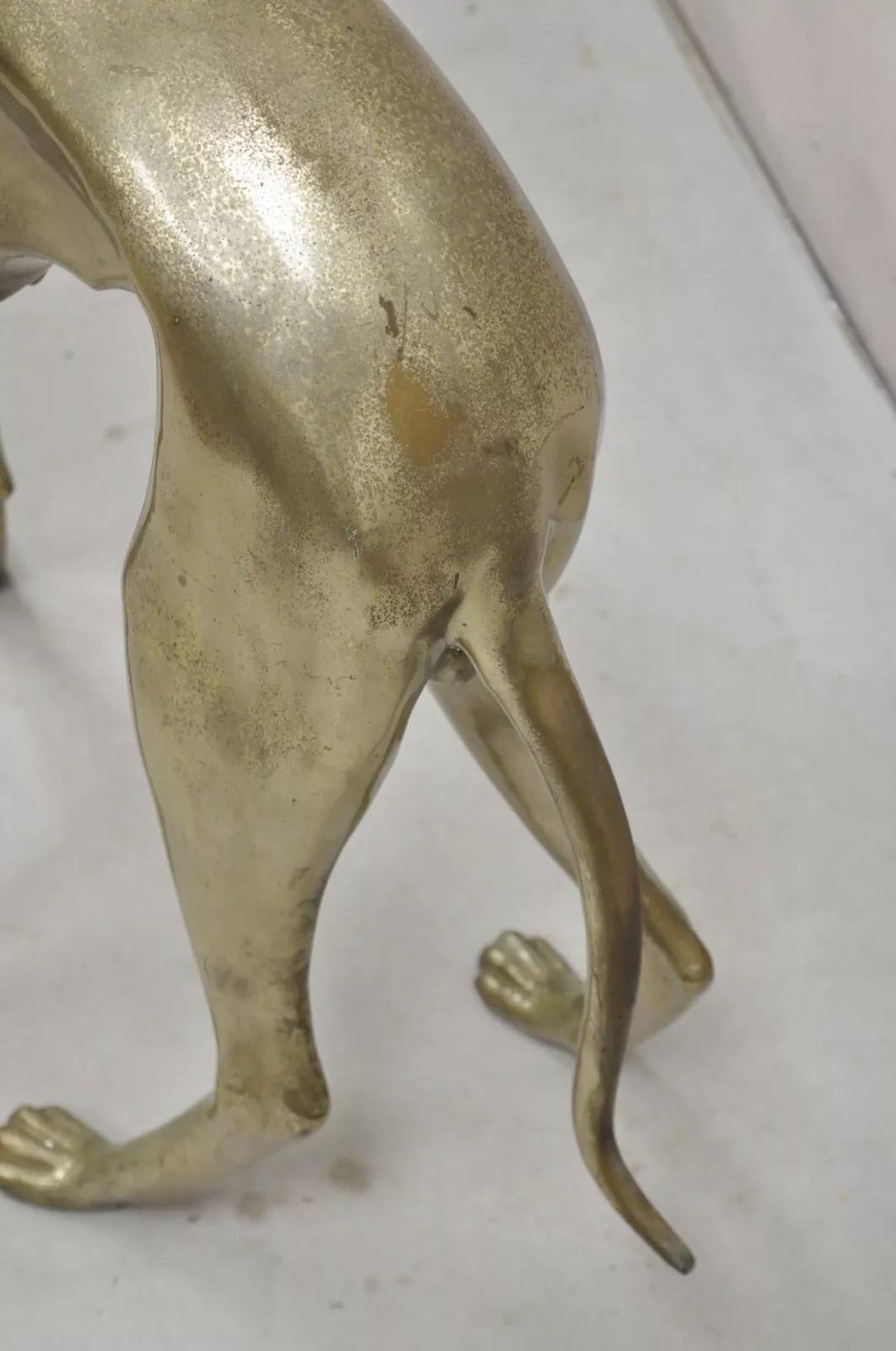 Vintage Hollywood Regency Life Size Brass Greyhound Whippet Dog Statue Sculpture For Sale 1