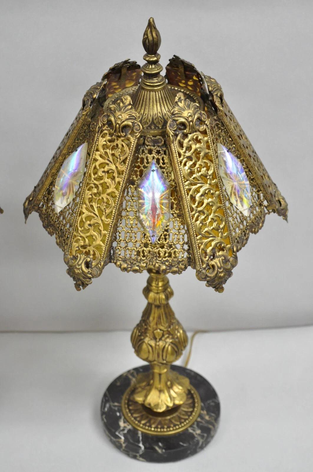 Kleine Gold-Tischlampen im Hollywood-Regency-Stil von Loevsky & Loevsky im Loevsky- und Loevsky-Stil, Paar im Angebot 3