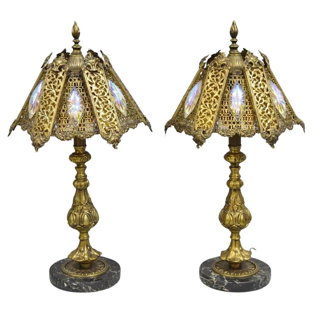 Kleine Gold-Tischlampen im Hollywood-Regency-Stil von Loevsky & Loevsky im Loevsky- und Loevsky-Stil, Paar im Angebot