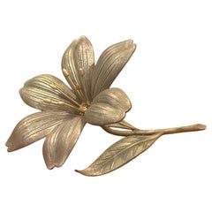 Vintage Hollywood Regency Lotus Flower Brass Removable Petal Ashtray by S. Agudo