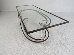 Vintage Hollywood Regency Lucite and Brass Coffee Table