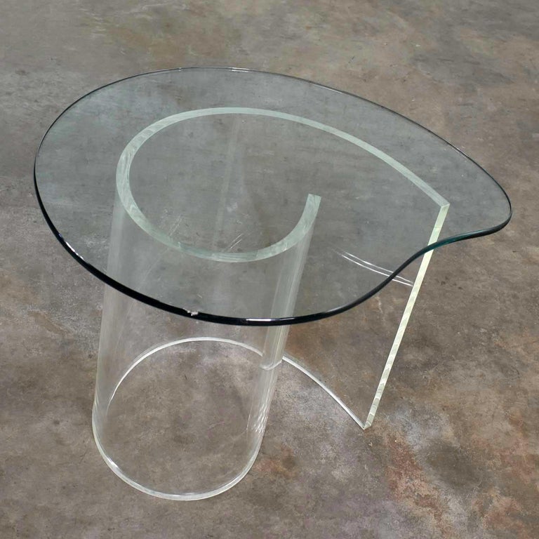 Vintage Hollywood Regency Lucite Snail Spiral End Table Kidney Shaped