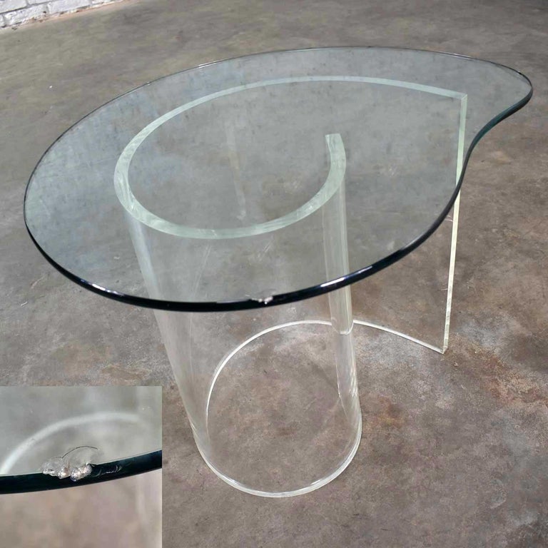 Vintage Hollywood Regency Lucite Snail Spiral End Table Kidney Shaped