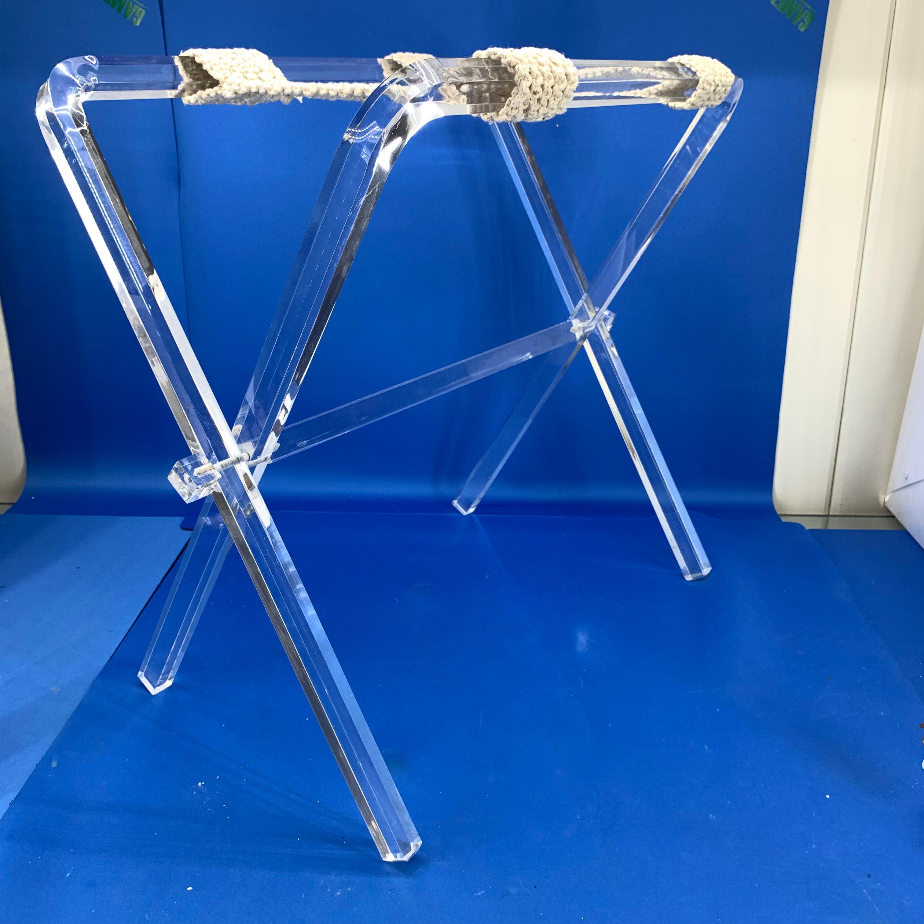Vintage Hollywood Regency Lucite Tray Table or Luggage Rack 4