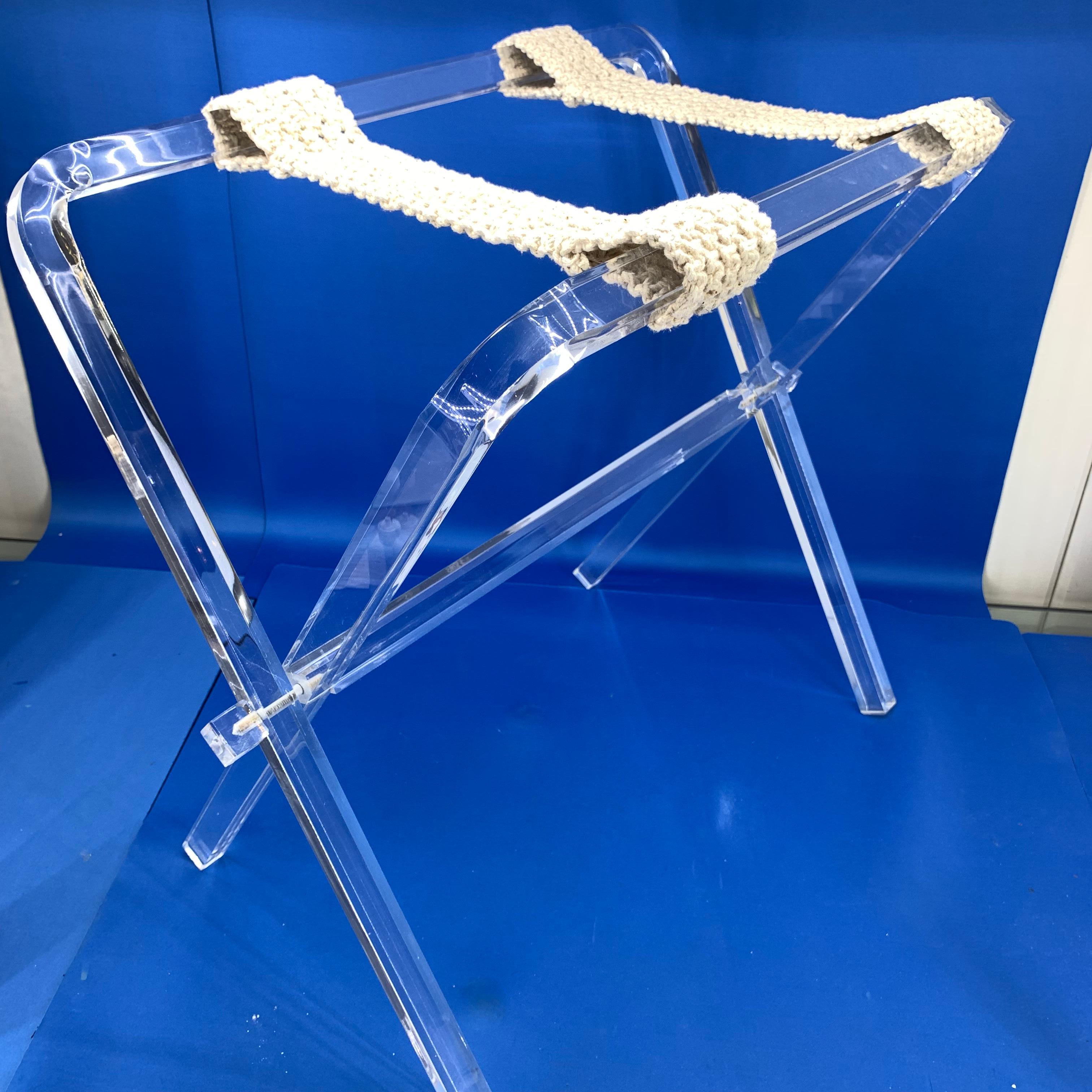Vintage Hollywood Regency Lucite Tray Table or Luggage Rack 5