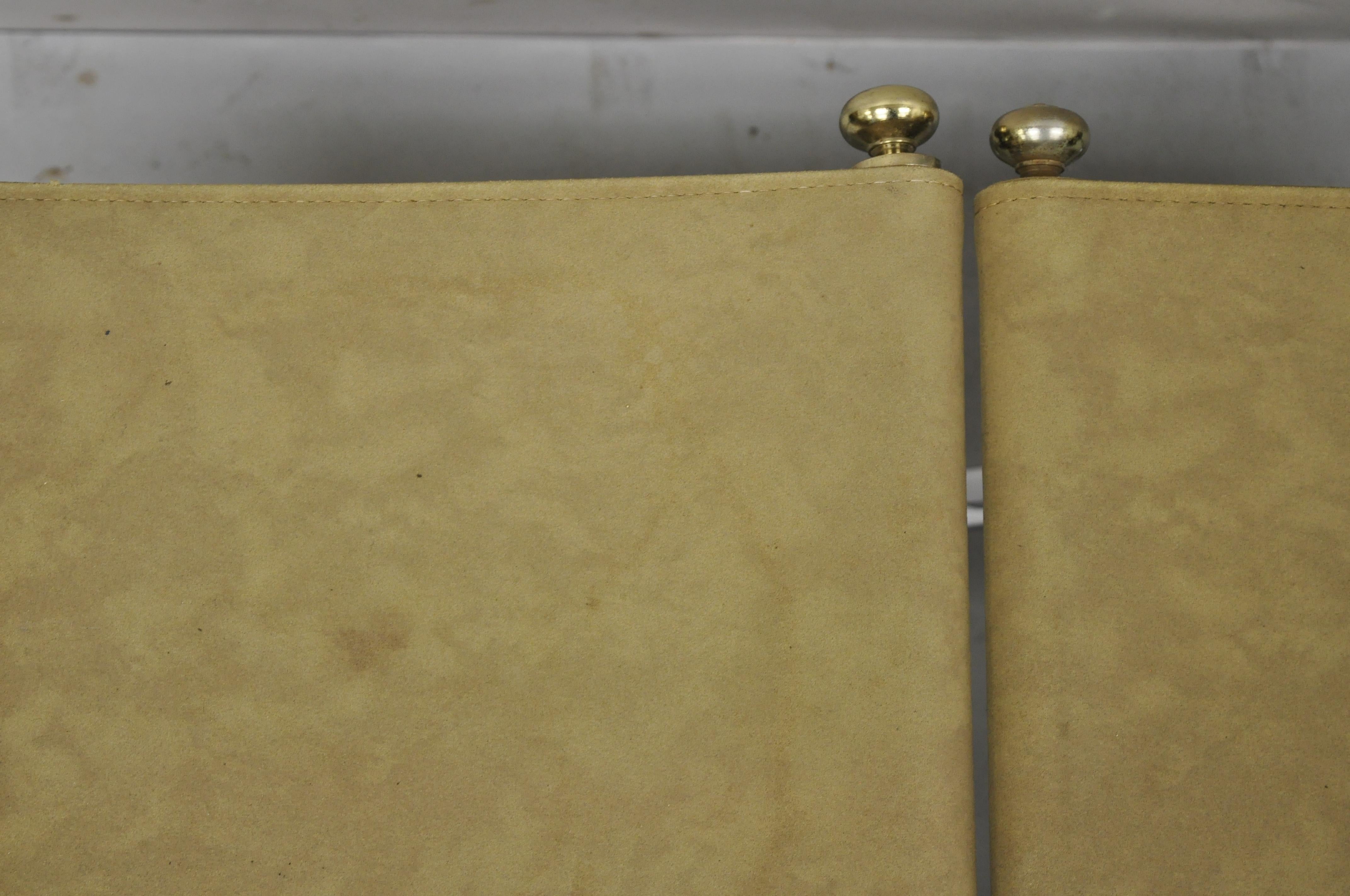 Late 20th Century Vintage Hollywood Regency Maison Janson Style Chrome X-Frame Stools, a Pair