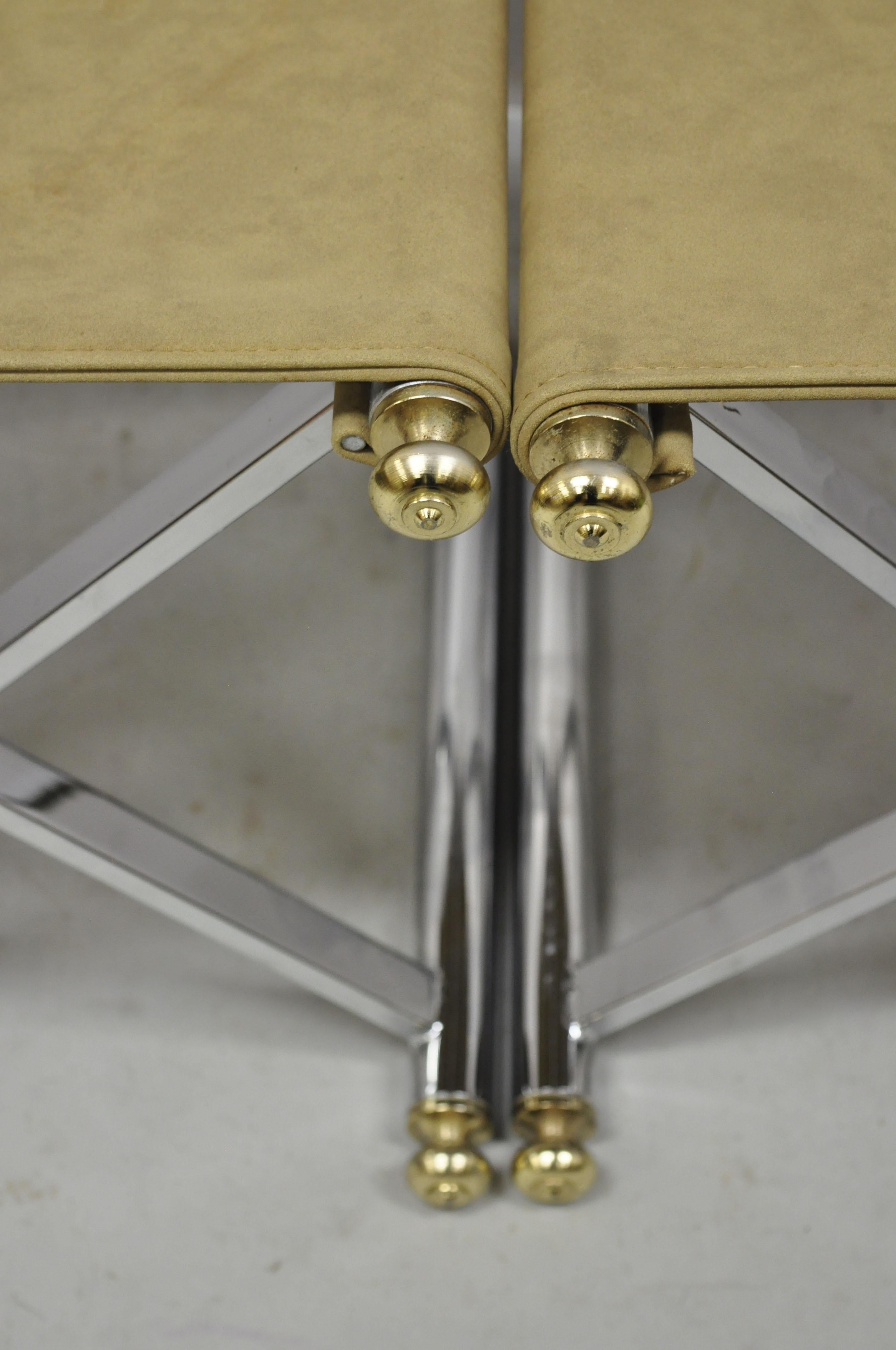 Vintage Hollywood Regency Maison Janson Style Chrome X-Frame Stools, a Pair 1