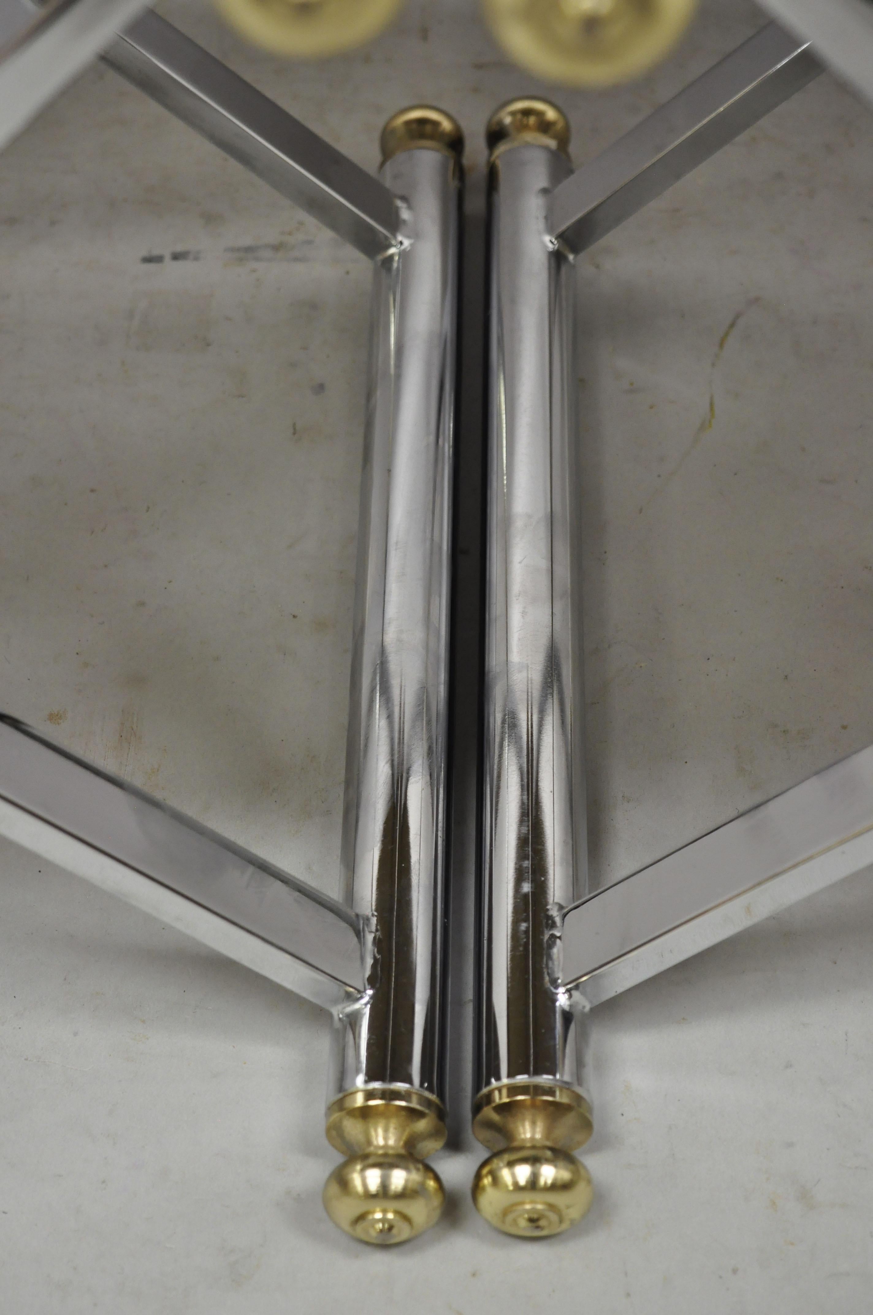 Vintage Hollywood Regency Maison Janson Style Chrome X-Frame Stools, a Pair 2