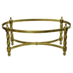 Table basse ovale vintage de style Mastercraft Hollywood Regency en laiton torsadé
