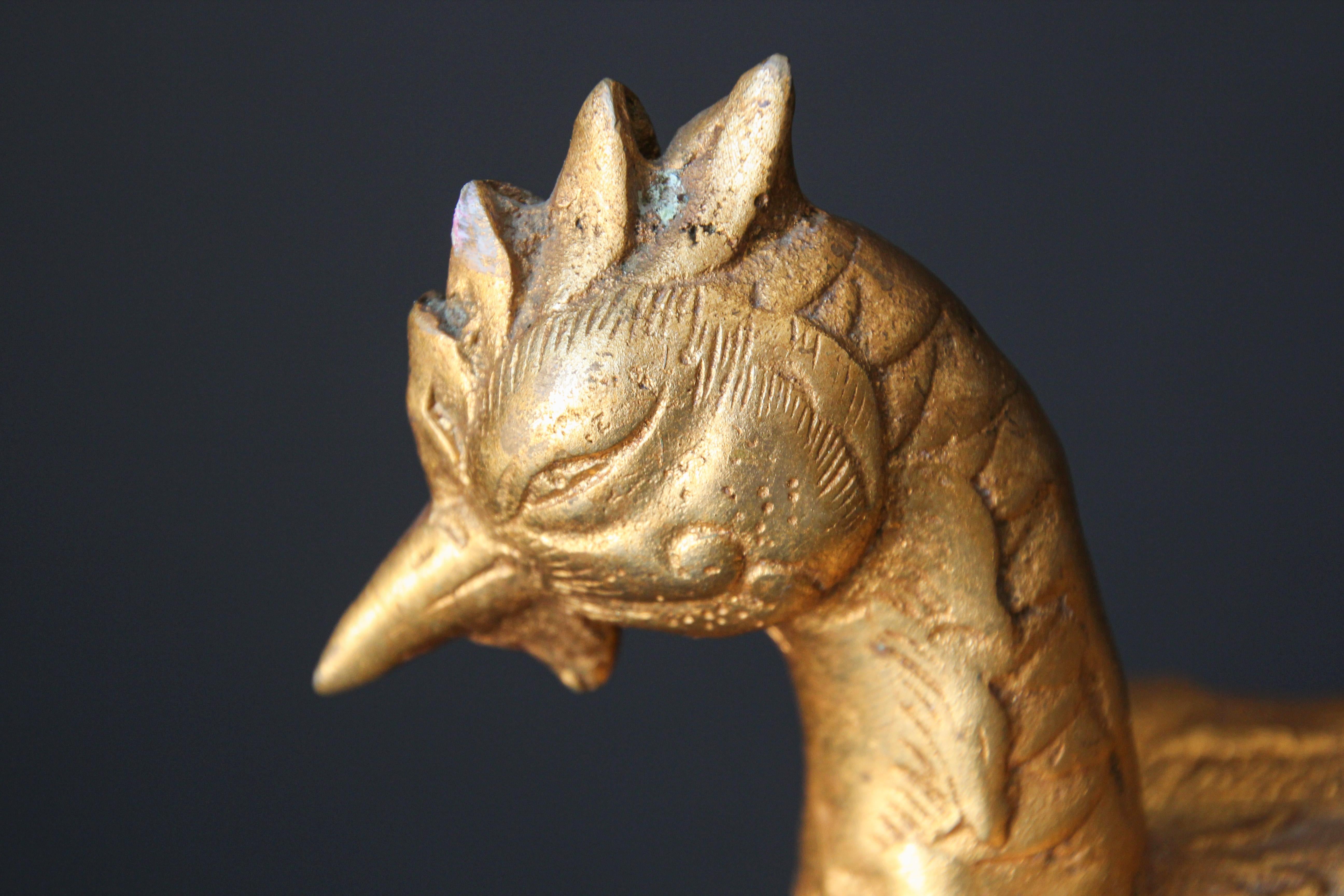Vintage Hollywood Regency Metal Brass Gilt Peacock 6