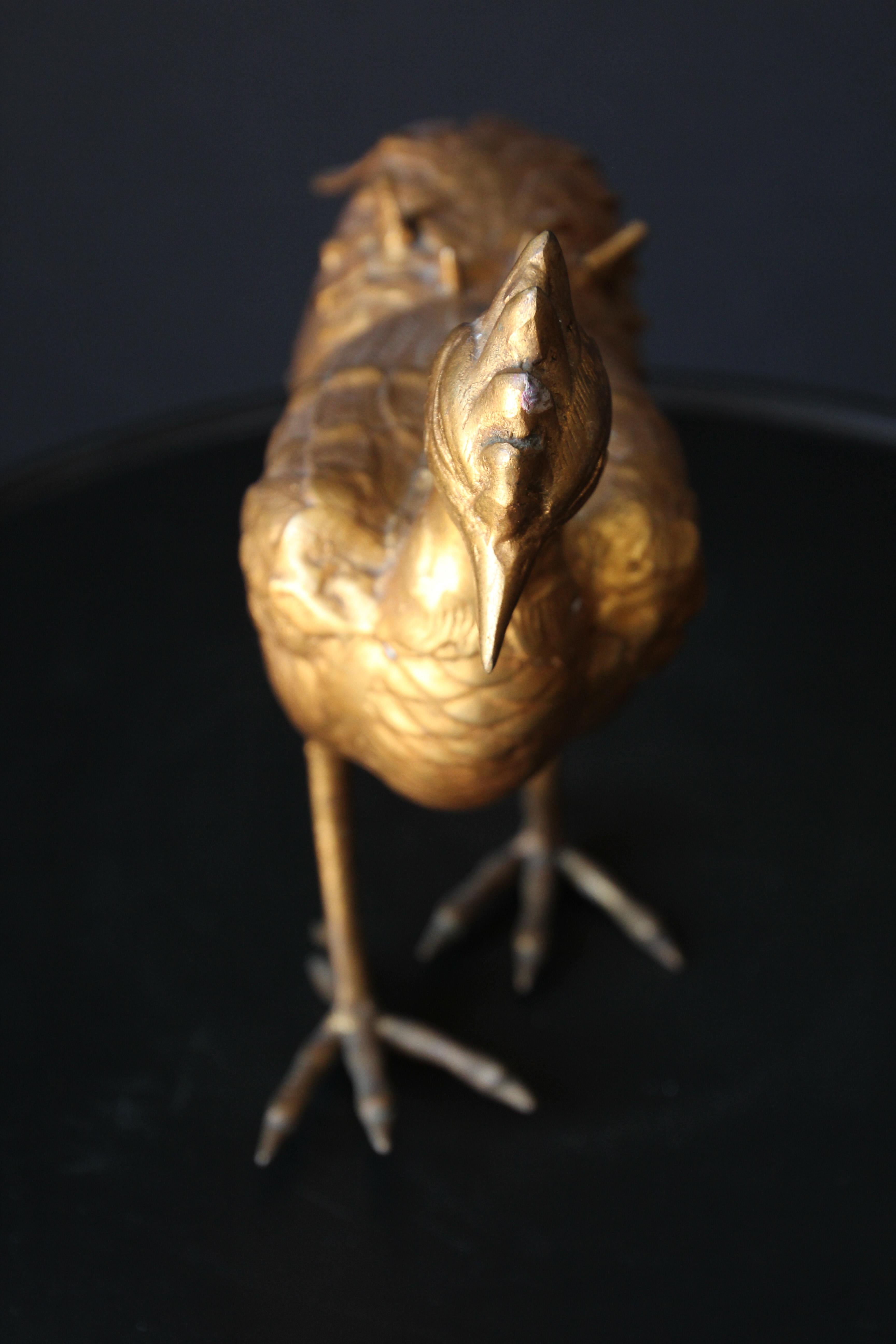Vintage Hollywood Regency Metal Brass Gilt Peacock 1