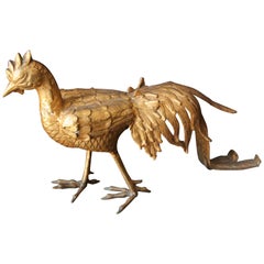 Vintage Hollywood Regency Metal Brass Gilt Peacock
