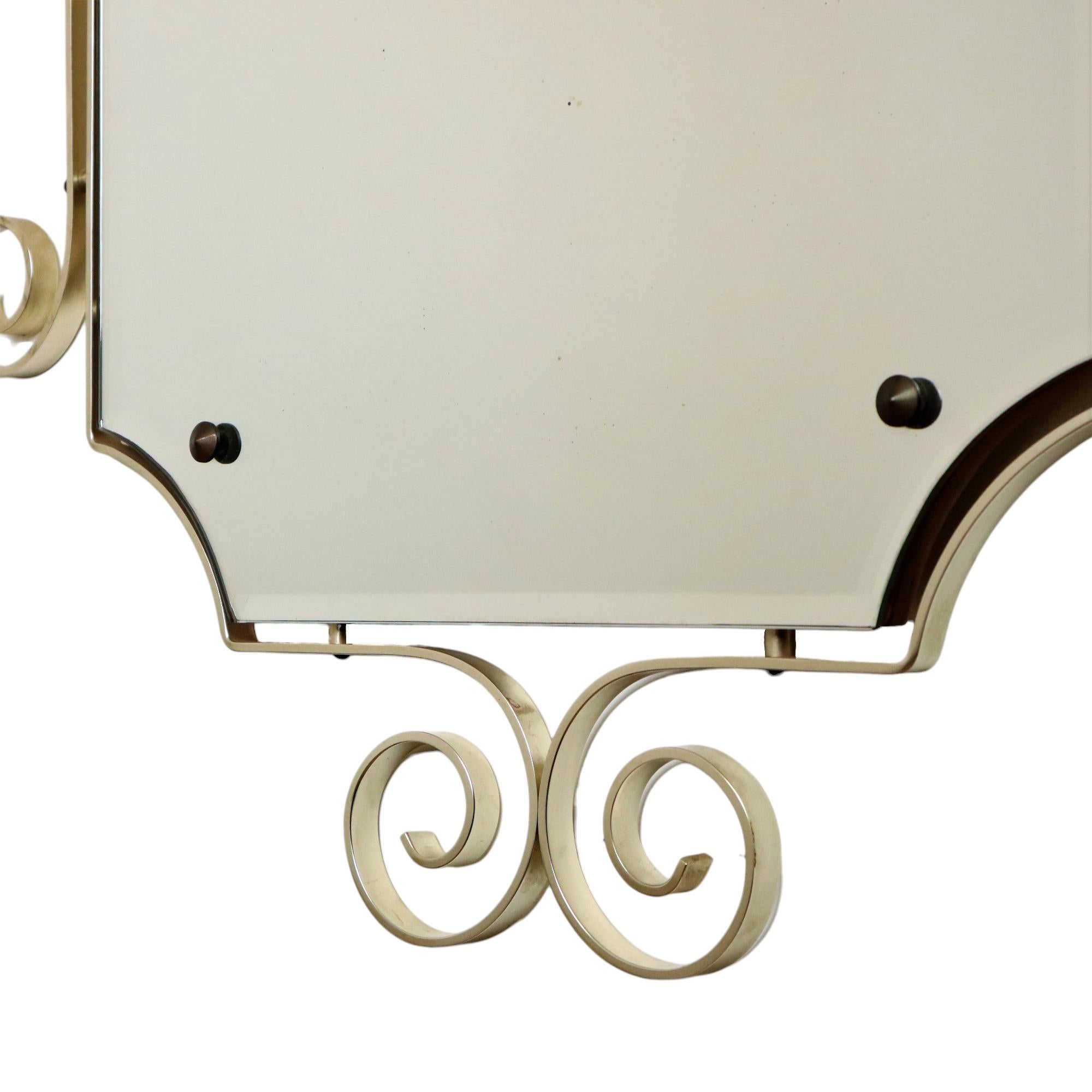 Miroir Vintage Hollywood Regency Or Métal Facetté Sixties Bon état - En vente à Poperinge, BE