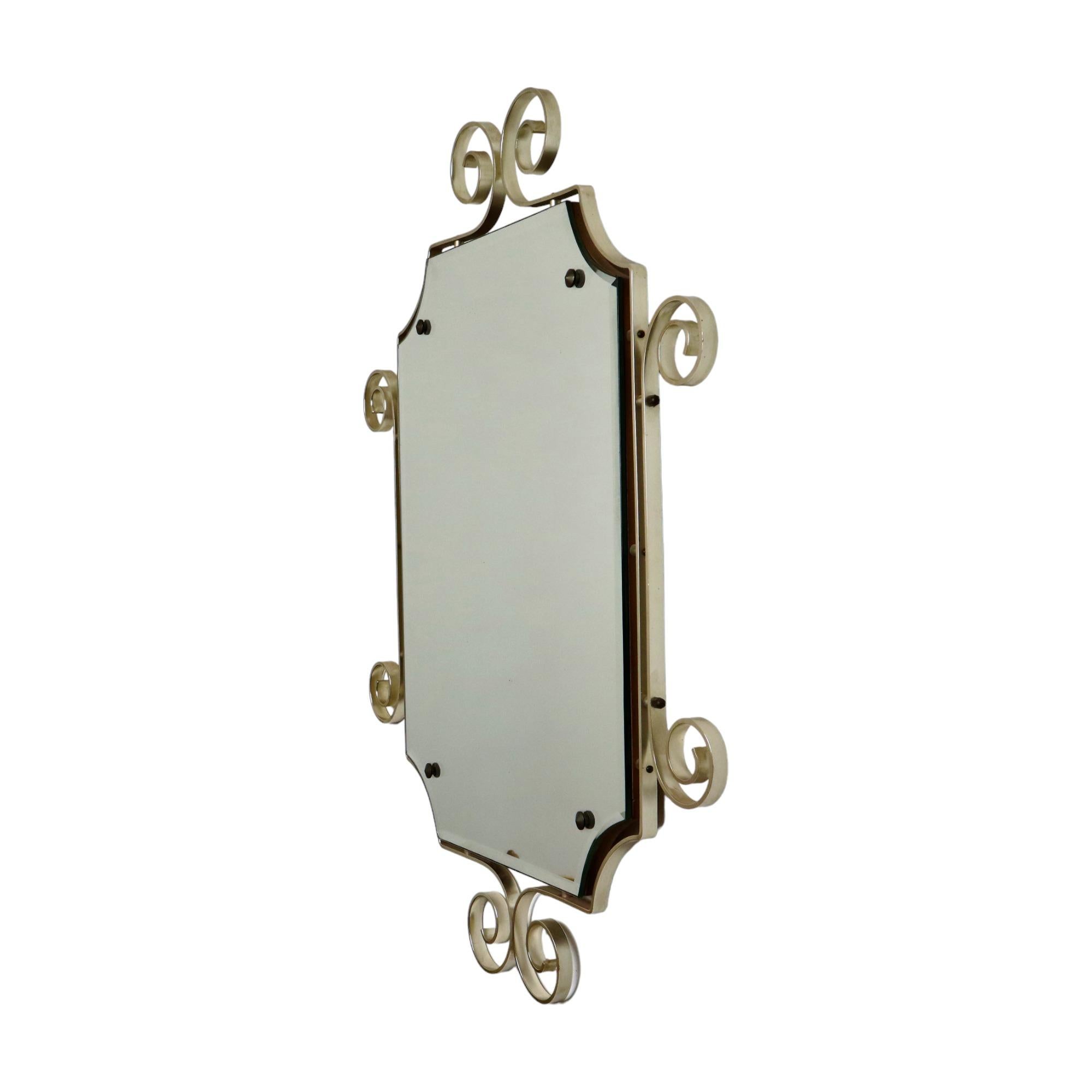 Miroir Vintage Hollywood Regency Or Métal Facetté Sixties en vente 1