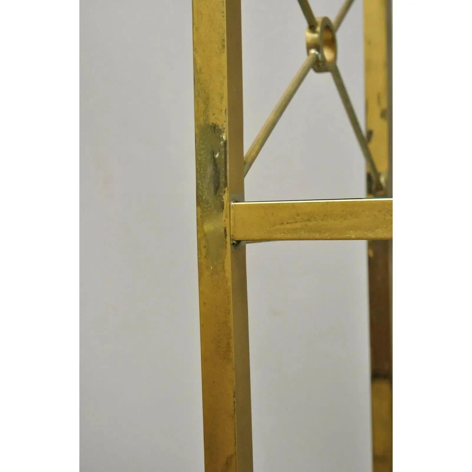 Vintage Hollywood Regency Modern Vermessingt Metall Gold X-Form Etagere Bücherregal im Angebot 5