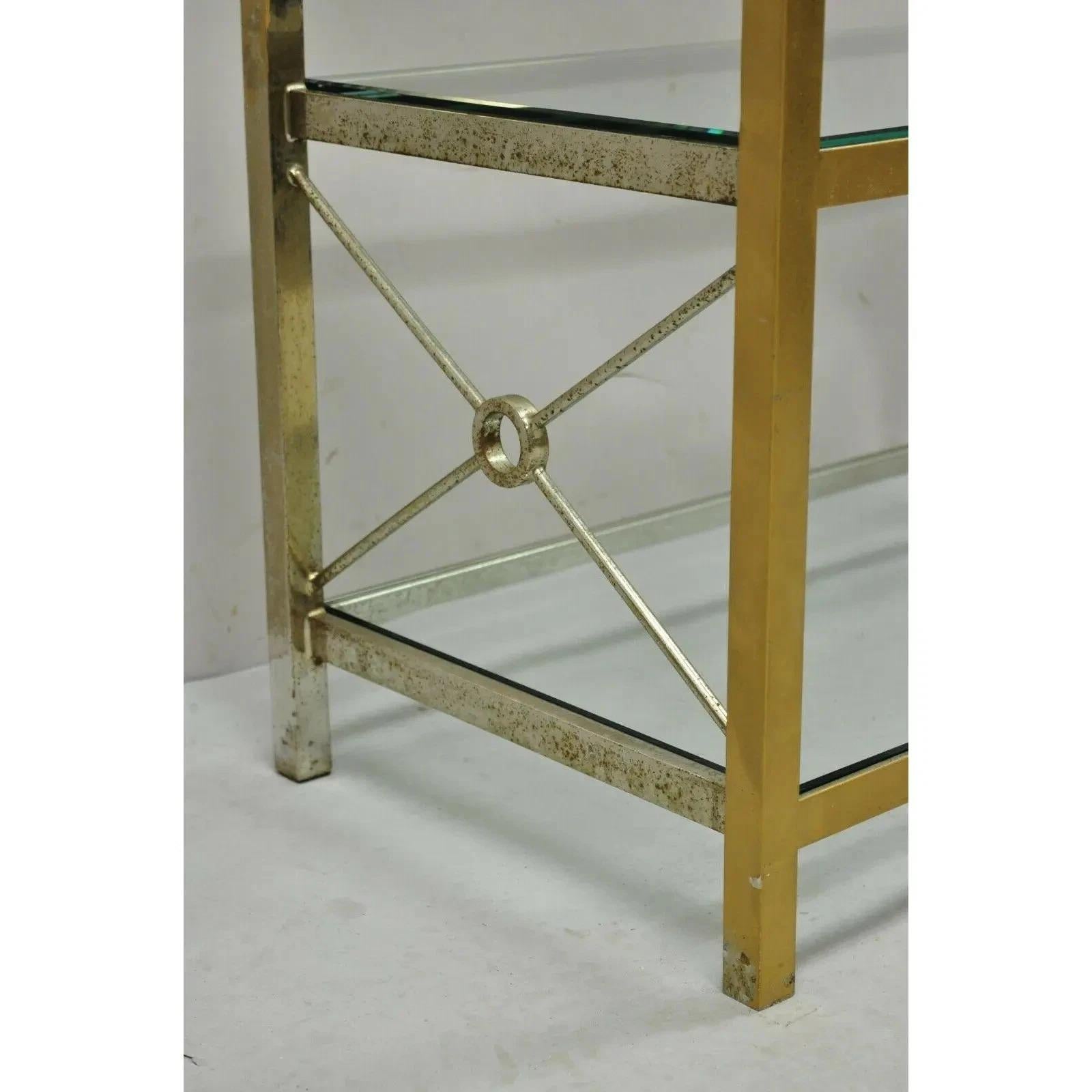 Vintage Hollywood Regency Modern Vermessingt Metall Gold X-Form Etagere Bücherregal im Angebot 6
