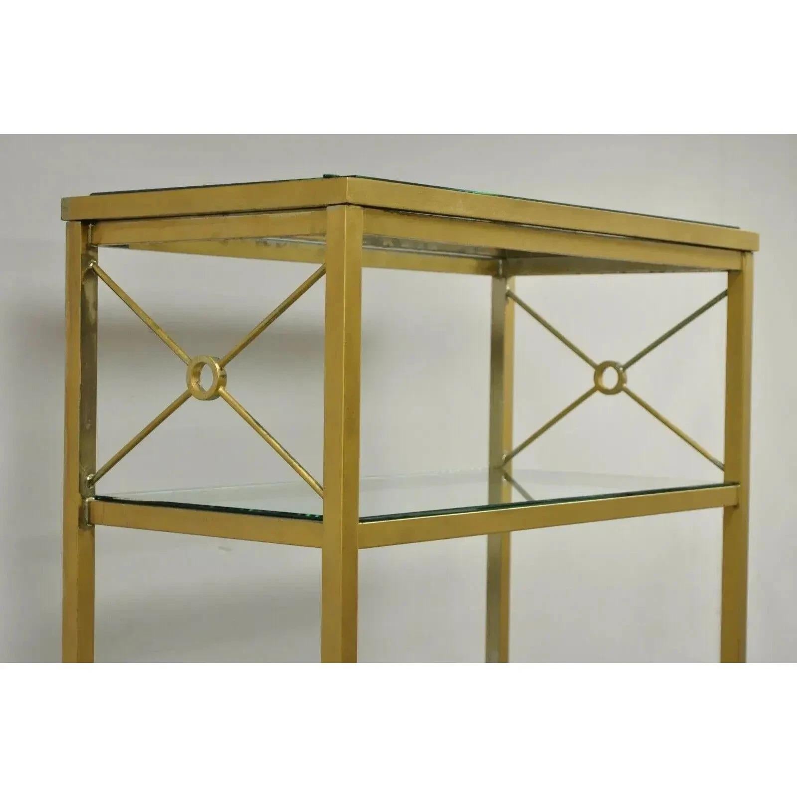 Vintage Hollywood Regency Modern Vermessingt Metall Gold X-Form Etagere Bücherregal (Unbekannt) im Angebot