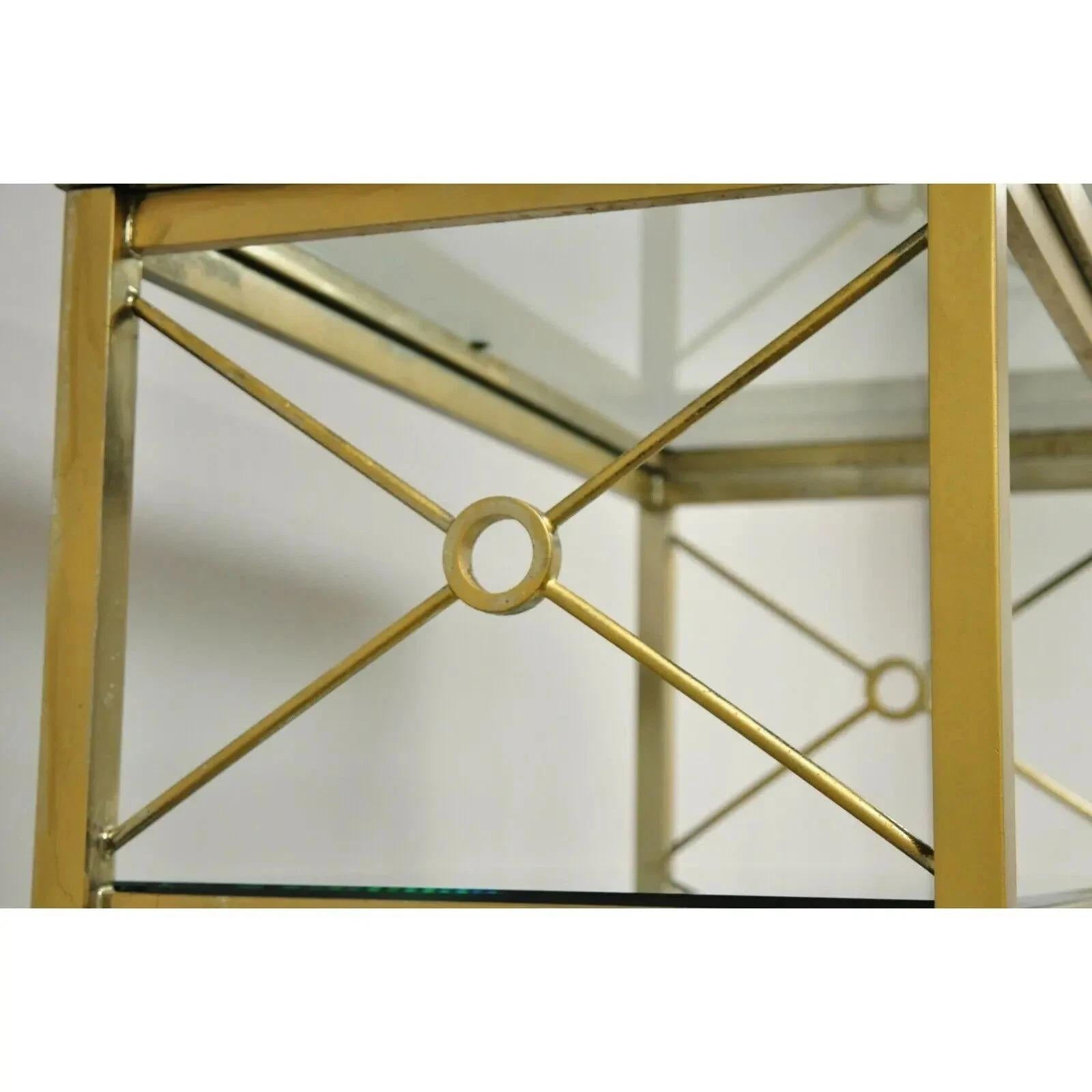 Vintage Hollywood Regency Modern Vermessingt Metall Gold X-Form Etagere Bücherregal im Zustand „Gut“ im Angebot in Philadelphia, PA