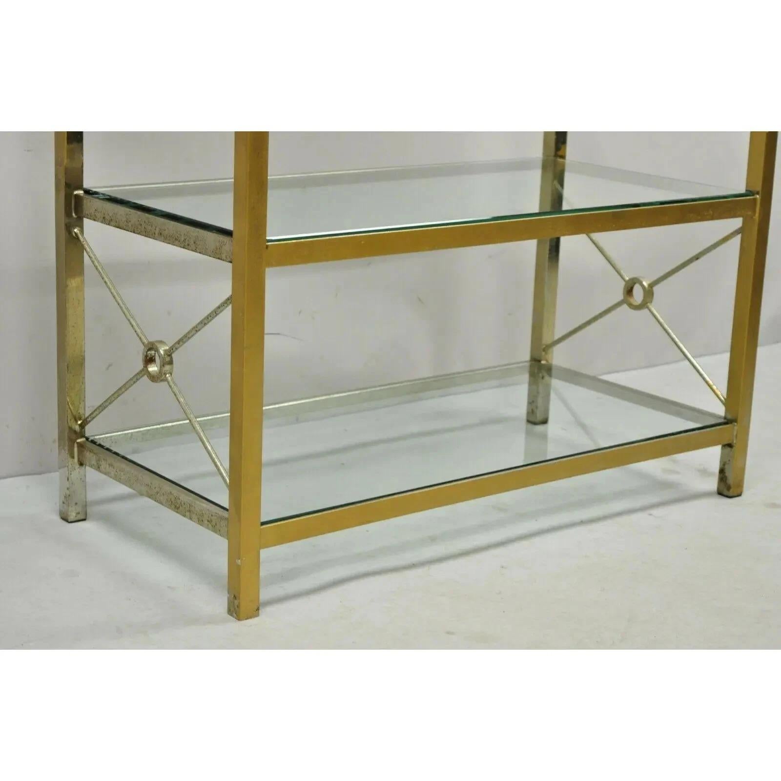 Vintage Hollywood Regency Modern Vermessingt Metall Gold X-Form Etagere Bücherregal im Angebot 1